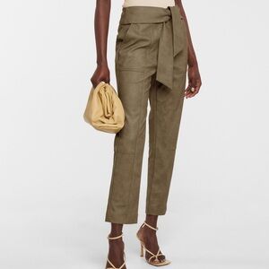 Jonathan Simkhai Tessa Faux Leather Tie Waist Pants Size 4